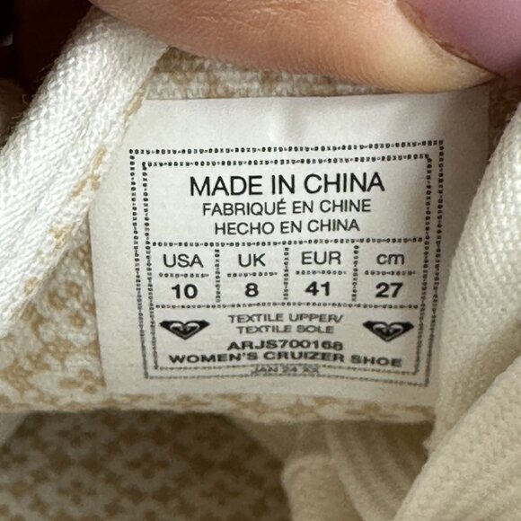 Roxy Cruizer Women's size 10 Ivory Canvas Sneaker - Picture 8 of 8